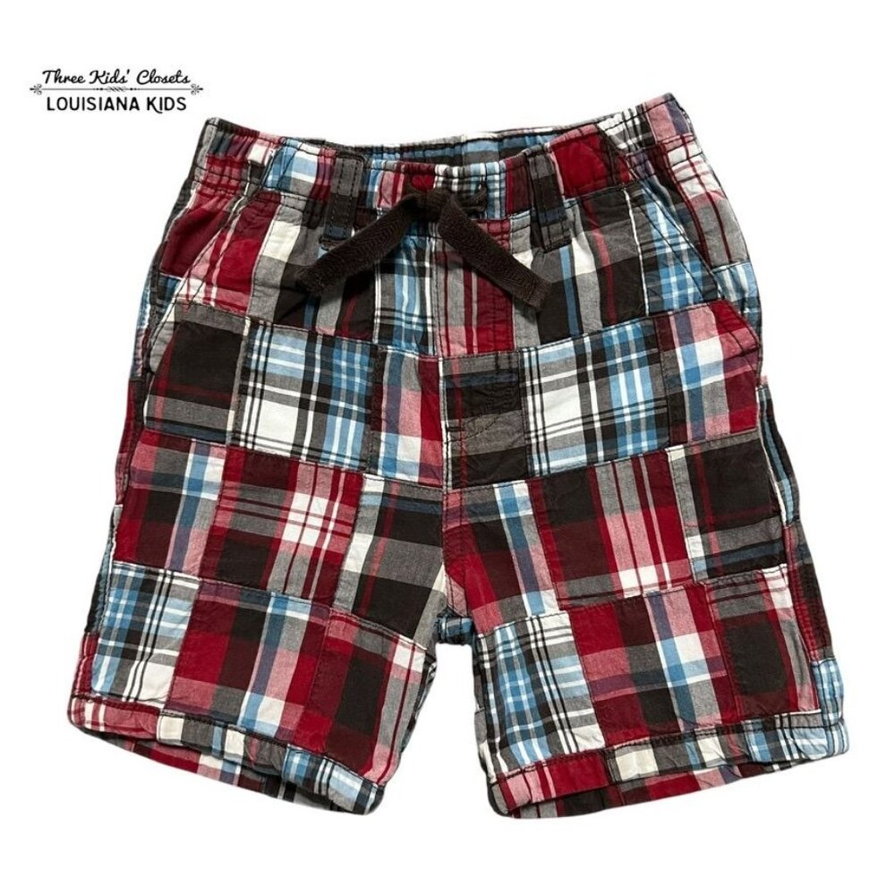 Gymboree 12-18m Red Blue Brown Madras Plaid Shorts
